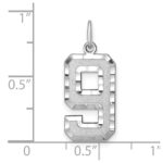 14kw Large Brushed Diamond-cut  Number 9 Charm - Image 3