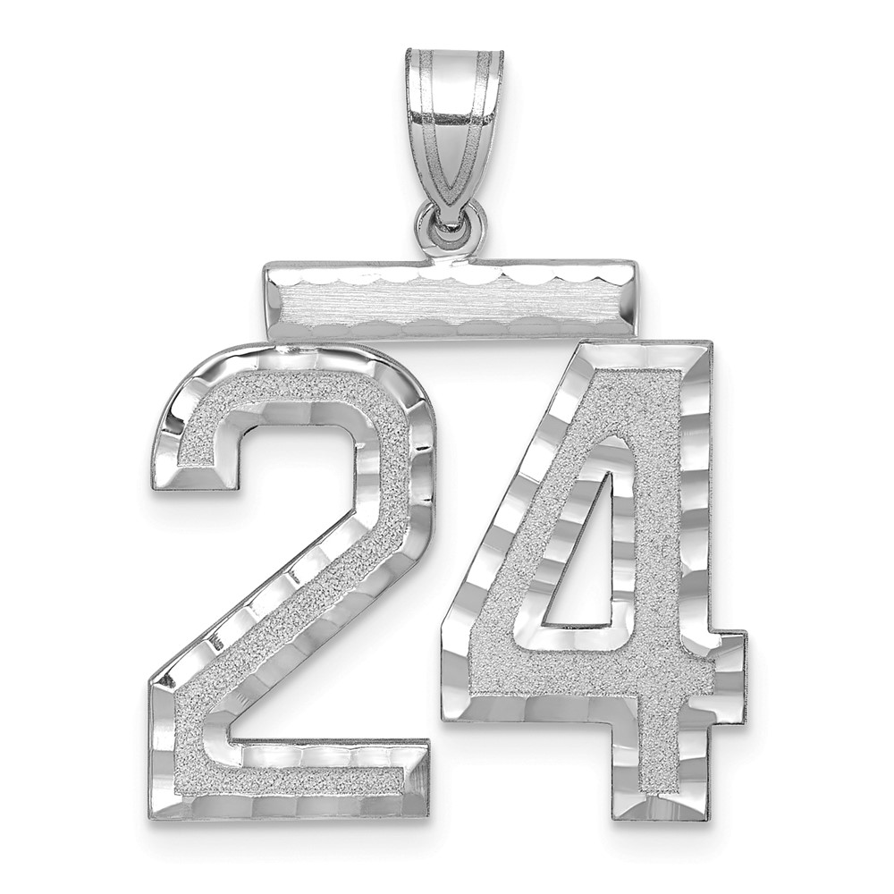 WLN24.jpg 14kw Large Brushed Diamond-cut Number 24 Charm - Image 1