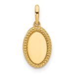 14K Plain with Rope Edge Engravable Oval 11.4x7.8mm Charm