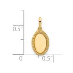 14K Plain with Rope Edge Engravable Oval 11.4x7.8mm Charm - Image 4