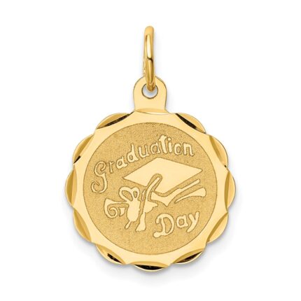 14k GRADUATION DAY with Cap 16mm Engravable Disc Charm