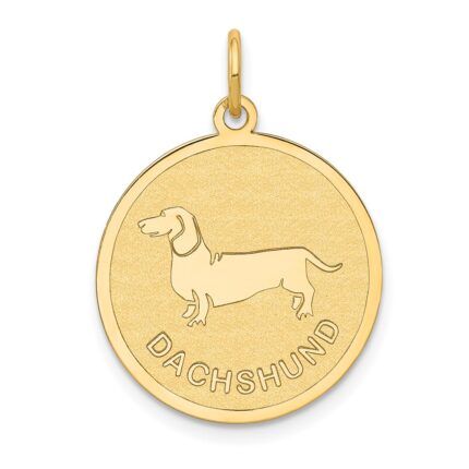 14k DACHSHUND 20mm Engravable Disc Dog Charm