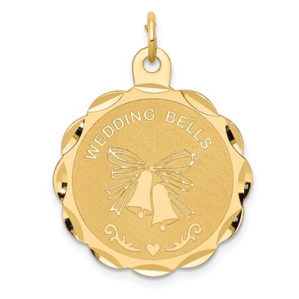 14K WEDDING BELLS 23mm Engravable Disc Charm