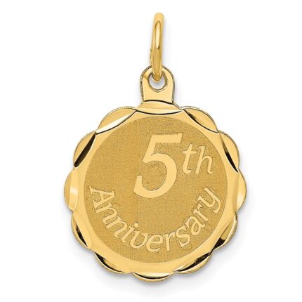 14K 5th ANNIVERSARY 16mm Engravable Disc Charm