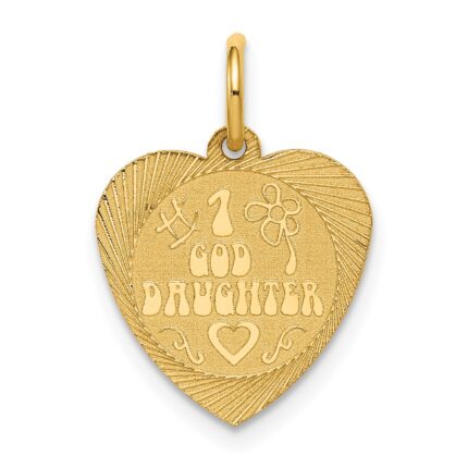 14k #1 GODDAUGHTER 17mm Engravable Heart Disc Charm
