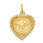 14k Graduation Cap Engravable Heart with Rope Edge Charm
