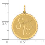 14k SWEET 16 Engravable 18mm Disc Charm - Image 3