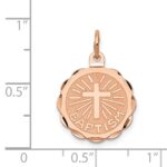 14k Rose Gold BAPTISM with Cross Round Disc Charm - Image 3