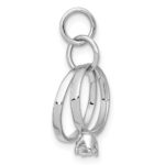 14k White Gold Polished 3-D CZ Wedding Rings Charm - Image 2