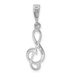 14K White Gold Treble Clef Pendant - Image 4