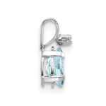 14K White Gold Diamond and 6x4 Oval March/Aquamarine Birthstone Pendant - Image 2