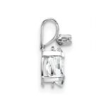 14K White Gold Diamond and 6x4 Oval April/White Topaz Birthstone Pendant - Image 2