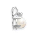 14K White Gold Diamond and 4.5mm June/Freshwater Cultured Pearl Birthstone Pendant - Image 2