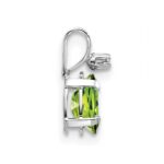 14K White Gold Diamond and 6x4 Oval August/Peridot Birthstone Pendant - Image 2