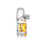 14K White Gold Diamond and 6x4 Oval November/Citrine Birthstone Pendant - Image 2