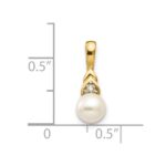 14k 6mm June/Freshwater Cultured Pearl and Diamond Pendant - Image 3