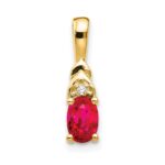 14k 6x4 Oval July/Ruby and Diamond Pendant