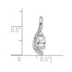 14k White Gold 6x4 Oval April/White Topaz and Diamond Pendant - Image 3