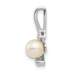 14k White Gold 5.5mm June/Freshwater Cultured Pearl and Diamond Pendant - Image 2