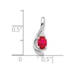 14k White Gold 6x4 Oval July/Ruby and Diamond Pendant - Image 3