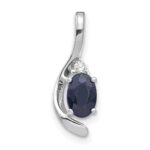 14k White Gold 6x4 Oval September/Sapphire and Diamond Pendant