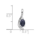 14k White Gold 6x4 Oval September/Sapphire and Diamond Pendant - Image 3