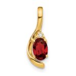 14k 6x4 Oval January/Garnet and Diamond Pendant