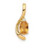14k 6x4 Oval November/Citrine and Diamond Pendant