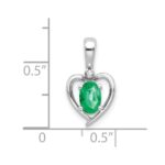 14k White Gold 6x4 Oval May/Emerald and Diamond Heart Pendant - Image 3
