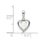14k White Gold 6x4 Oval October/Opal and Diamond Heart Pendant - Image 3