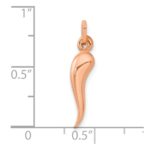 14k Rose Gold 3-D Italian Horn Charm - Image 3