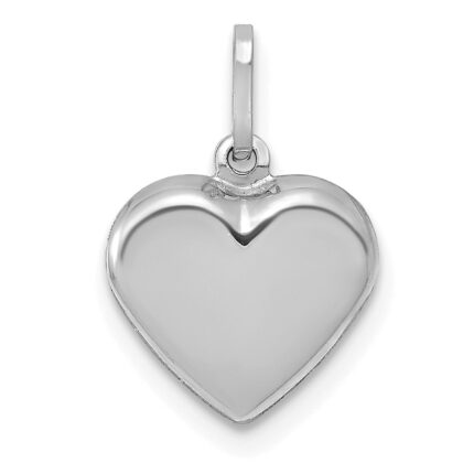 14K White Gold Polished 3-D Puffed Heart Pendant