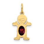 14K Boy Charm 6x4 Oval Genuine Garnet-January
