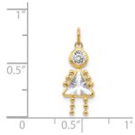 14k April Girl Synthetic Birthstone Charm - Image 3