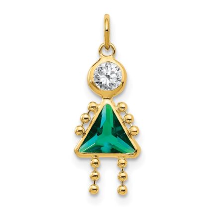 14k May Girl Synthetic Birthstone Charm