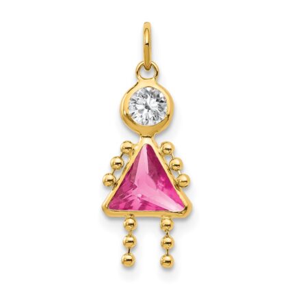 14k October Girl Synthetic Birthstone Charm