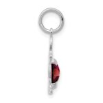 14K White Gold Boy Charm 6x4 Oval Genuine Garnet-January - Image 2