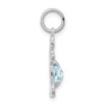 14K White Gold Girl Charm 6x4 Oval Genuine Aquamarine-March - Image 2