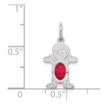 14K White Gold Boy Charm 6x4 Oval Genuine Ruby-July - Image 3
