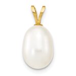 14K 8-9mm White Rice Freshwater Cultured Pearl Pendant