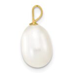 14K 8-9mm White Rice Freshwater Cultured Pearl Pendant - Image 2