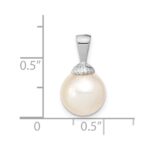 14k White Gold 9-10mm Round White South Sea Saltwater Pearl Pendant - Image 3