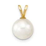 14k 8-9mm White Round Akoya Saltwater Cultured Pearl Pendant