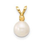 14k 6-7mm White Round Freshwater Cultured Pearl and .03 Carat Diamond Pendant - Image 4