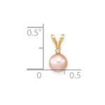 14k 5-6mm Pink Round Freshwater Cultured Pearl and .01 Carat Diamond Pendant - Image 3