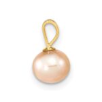 14k 6-7mm Round Pink Freshwater Cultured Pearl Pendant - Image 2