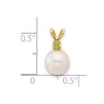 14k 7-7.5mm White Round Freshwater Cultured Pearl and .07PE Peridot Pendant - Image 4
