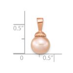 14k Rose Gold 8-9mm Pink Round Freshwater Cultured Pearl Pendant - Image 3