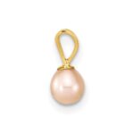 14k Madi K 4-5mm Pink Round Freshwater Cultured Pearl Pendant and Post Earrings Set - Image 5