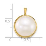 14k 14-15mm White Round Saltwater Cultured Mabe Pearl Pendant - Image 4